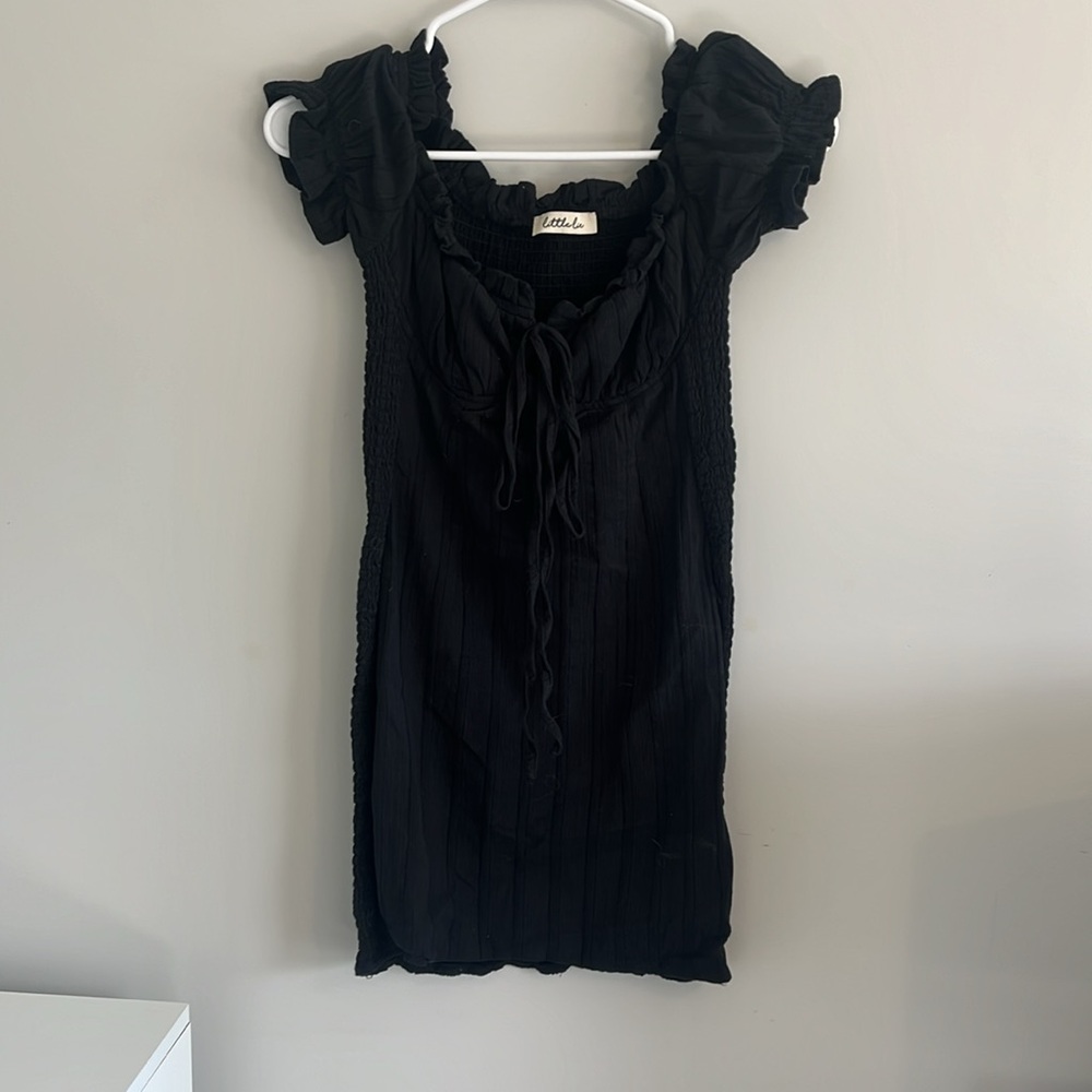 LITTLE LIE Black mini milk maid style dress